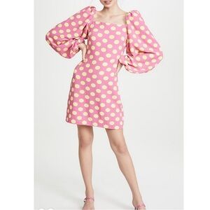Stine Goya Will Pink Yellow Polka Dot Long Sleeve Mini Dress XS